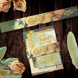 Cintas Para Invitaciones Diseño de boda floral vintage romántico dorado