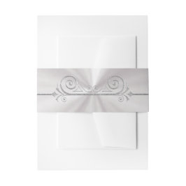 Cintas Para Invitaciones Diseño de Rollo de Plata sobre Perla Blanca