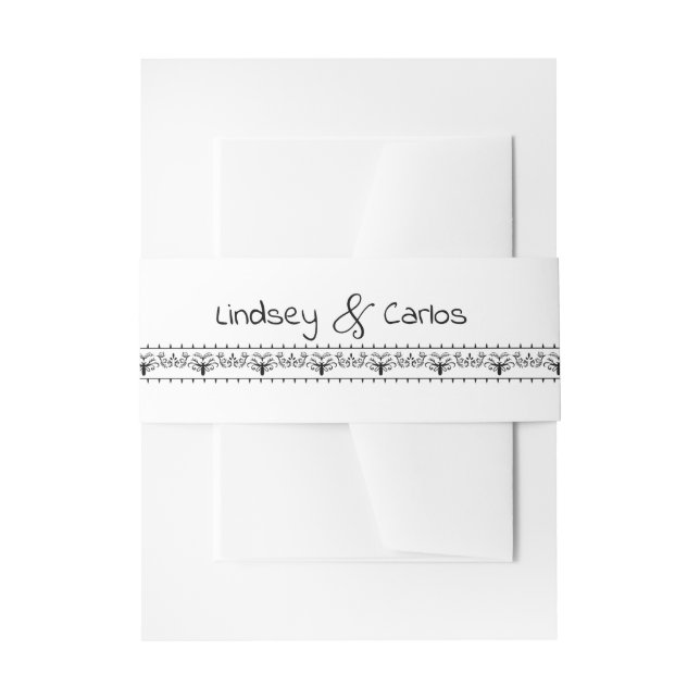 Cintas Para Invitaciones diseño elegante en blanco y negro (Anverso Ejemplo)