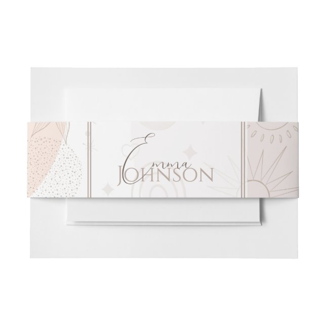 Cintas Para Invitaciones Diseño estético de Doodles espaciales neutrales de (Anverso Ejemplo)