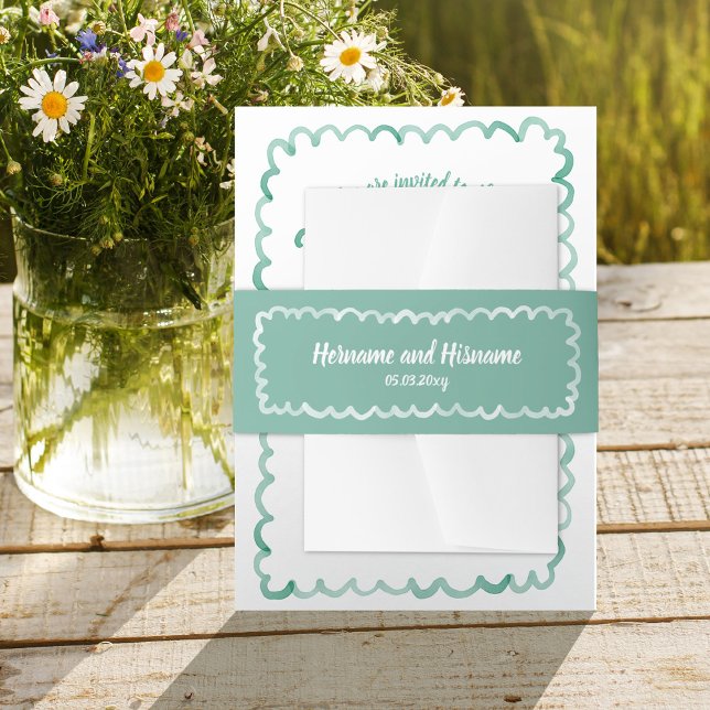 Cintas Para Invitaciones Divertido Olive Green Mano Blanco Dibujado Nombre  (Subido por el creador)