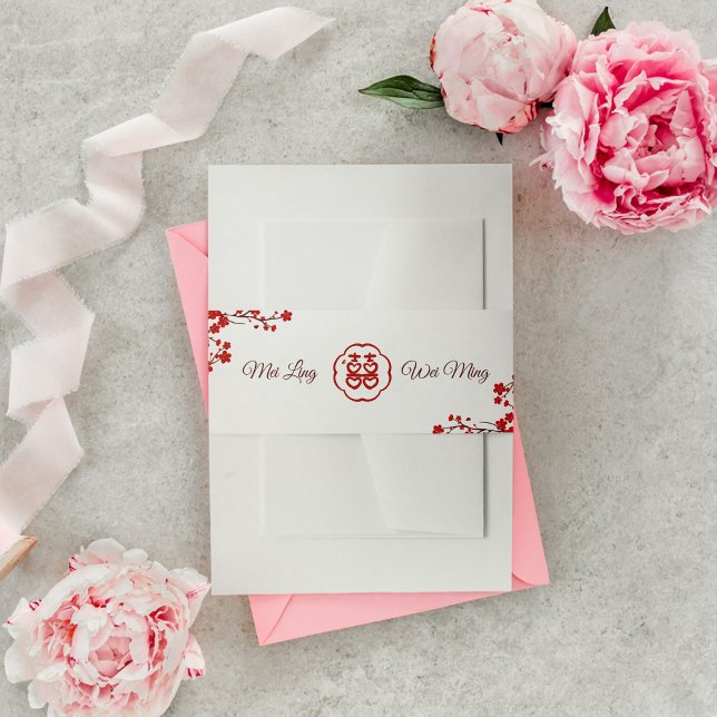 Cintas Para Invitaciones Doble felicidad Boda elegante chino (Subido por el creador)