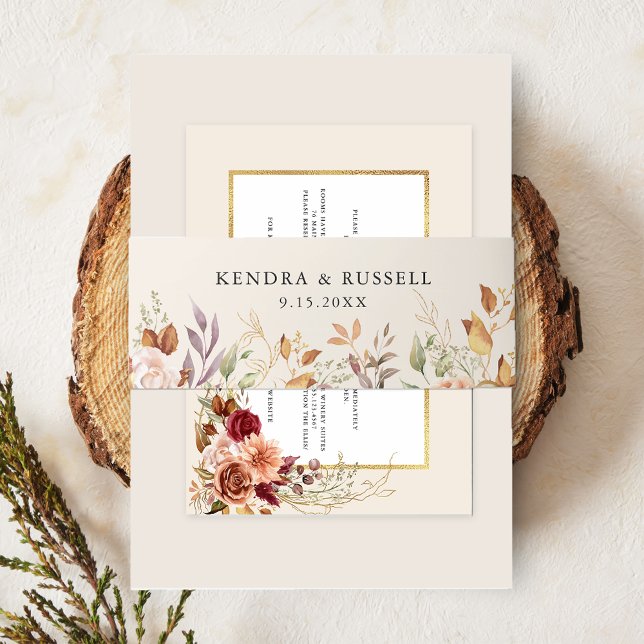 Cintas Para Invitaciones Dorado Fall Terracotta Floral (Subido por el creador)