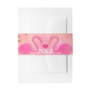 Cintas Para Invitaciones Dos flamencos acuarela Boda de verano en la playa