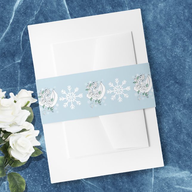 Cintas Para Invitaciones Dragón de invierno blanco Snowflakes Blue (Subido por el creador)