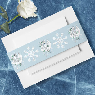 Cintas Para Invitaciones Dragón de invierno blanco Snowflakes Blue