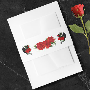 Cintas Para Invitaciones Dragón negro Roses rojos Fantasía Boda