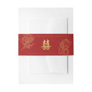 Cintas Para Invitaciones Dragon Phoenix Boda Tradicional Chino Rojo