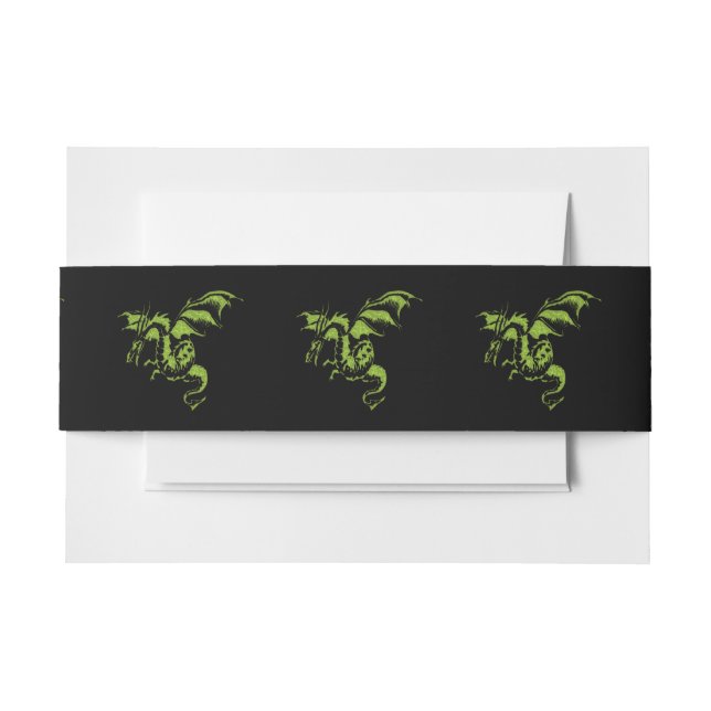 Cintas Para Invitaciones Dragón Verde sobre Negro (Anverso Ejemplo)