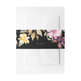 Cintas Para Invitaciones Dramática acuarela Boda floral banda Belly