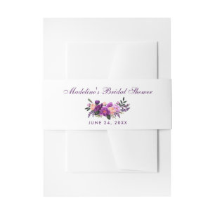 Cintas Para Invitaciones Ducha de novia floral morada ultravioleta
