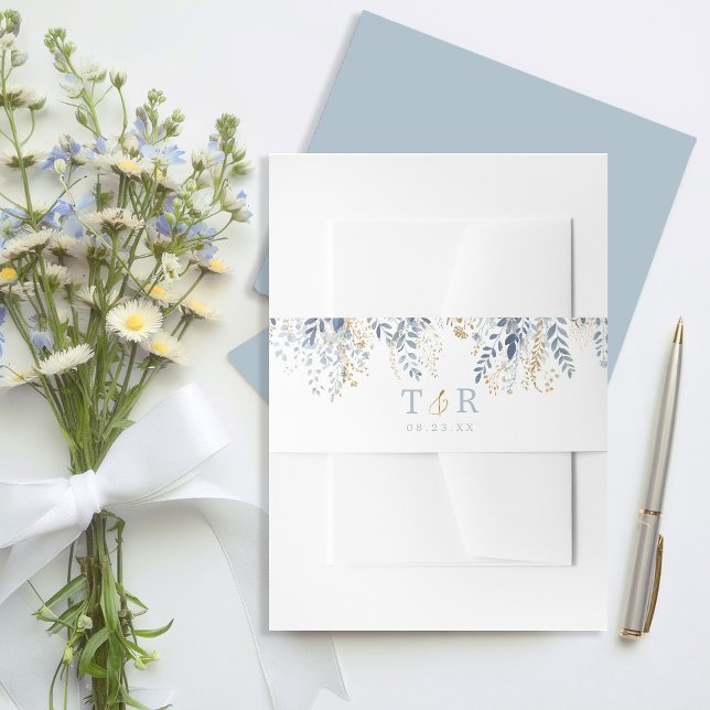Cintas Para Invitaciones Dulce Boda floral borde azul ID1045 (Subido por el creador)