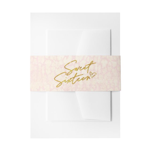 Cintas Para Invitaciones Dulce rosado y dorado 16 Fiesta (Anverso Ejemplo)