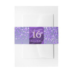 Cintas Para Invitaciones Dulces 16 Brillantes Purpura Caida Glitter
