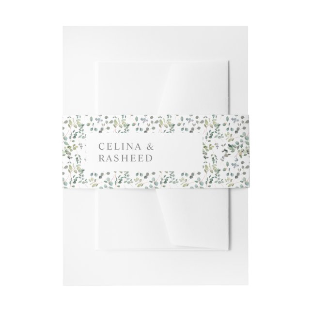 Cintas Para Invitaciones Dúo de Verde de Eucalipto Rústico 2 (Anverso Ejemplo)