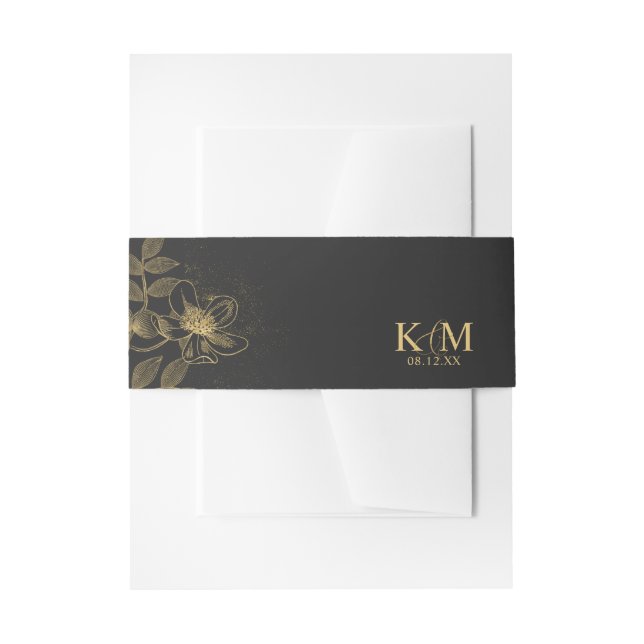 Cintas Para Invitaciones Dust de oro y outlines Boda Blk/Gld ID835 (Anverso Ejemplo)
