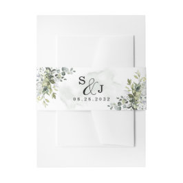 Cintas Para Invitaciones Duste azul Eucalipto Verdor Suculento Boda