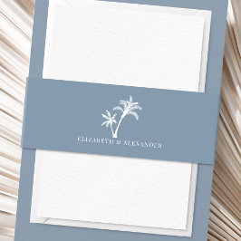 Cintas Para Invitaciones Duste Blue Tropical Palm Tree Beach Wedding