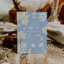 Cintas Para Invitaciones Dusty Blue Boho Daisy Flor Invitación Belly Band