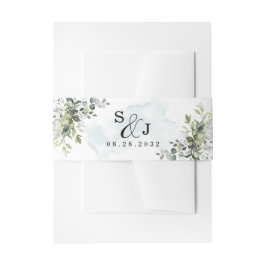 Cintas Para Invitaciones Dusty Blue Eucalyptus Greenery Suculento Boda