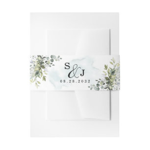 Cintas Para Invitaciones Dusty Blue Eucalyptus Greenery Suculento Boda