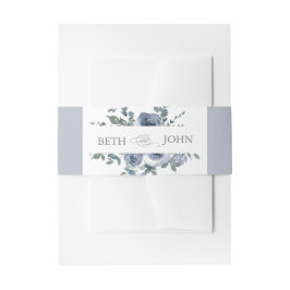 Cintas Para Invitaciones Dusty Blue Floral & Grey 