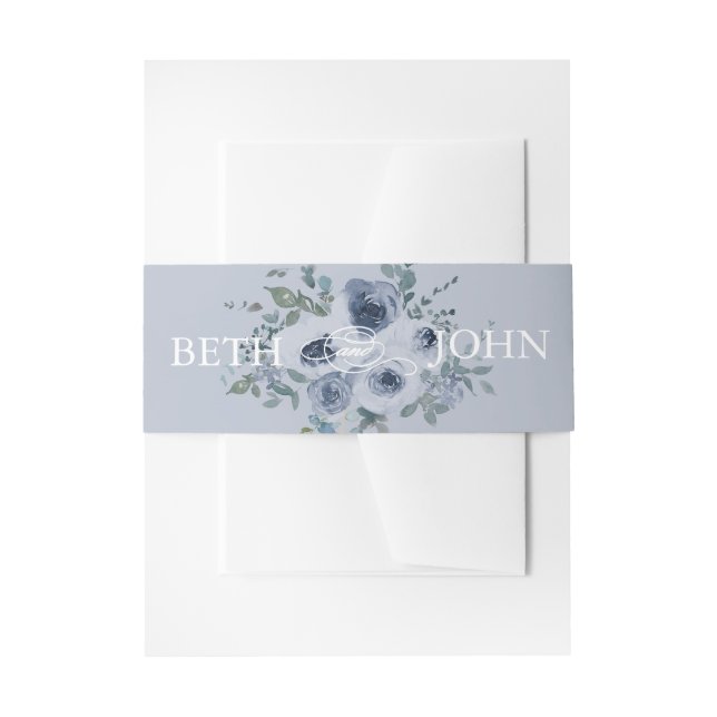 Cintas Para Invitaciones Dusty Blue Floral & Grey  (Anverso Ejemplo)