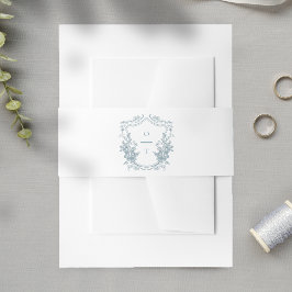 Cintas Para Invitaciones Dusty Blue Floral Monogram Wedding Crest