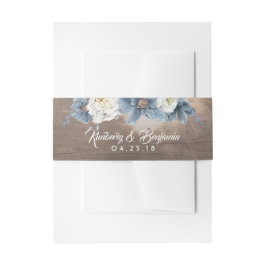 Cintas Para Invitaciones Dusty Blue Floral Rustic Boda