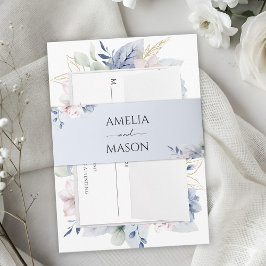Cintas Para Invitaciones Dusty Blue Floral Watercolor Wedding