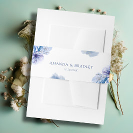 Cintas Para Invitaciones Dusty Blue & Gold Purpurina Boda Rústico Floral