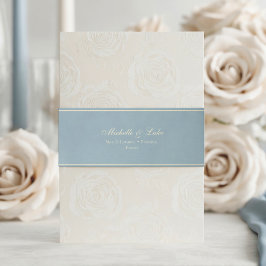 Cintas Para Invitaciones Dusty Blue Gold Velvet Wedding Invitation