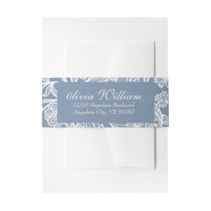Cintas Para Invitaciones Dusty Blue Hand Drake Chinoiserie Floral