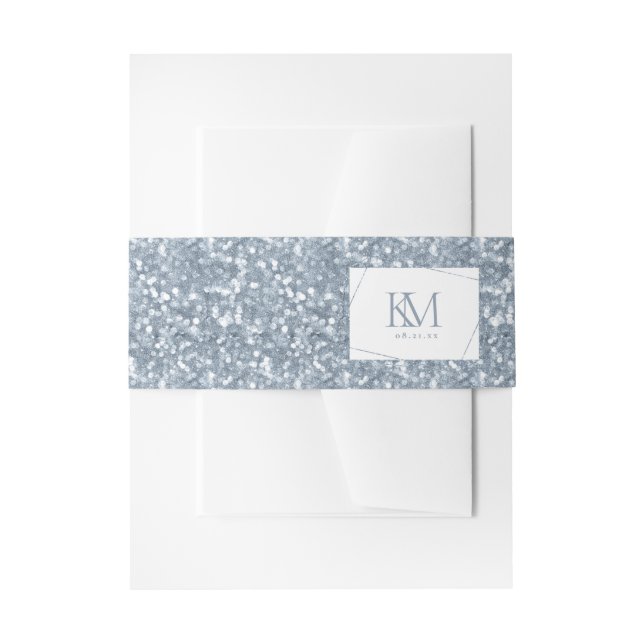 Cintas Para Invitaciones Dusty Blue ID889 Boda de esparkles (Anverso Ejemplo)