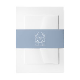 Cintas Para Invitaciones Dusty Blue Monogram Crest Invitation Belly Band