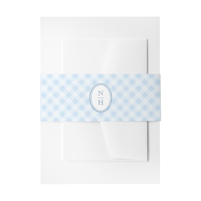 Cintas Para Invitaciones Dusty Blue Monogram Crest Wedding Invitation Belly (Anverso Ejemplo)