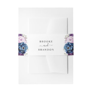Cintas Para Invitaciones Dusty Blue Purple Navy Lilac Blooms Boda