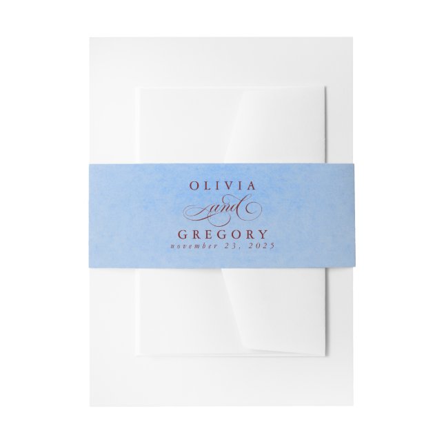 Cintas Para Invitaciones Dusty Blue Red Modern Boho Wedding (Anverso Ejemplo)