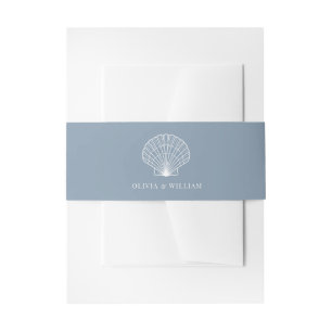 Cintas Para Invitaciones Dusty Blue Seashell Beach Boda mínimo