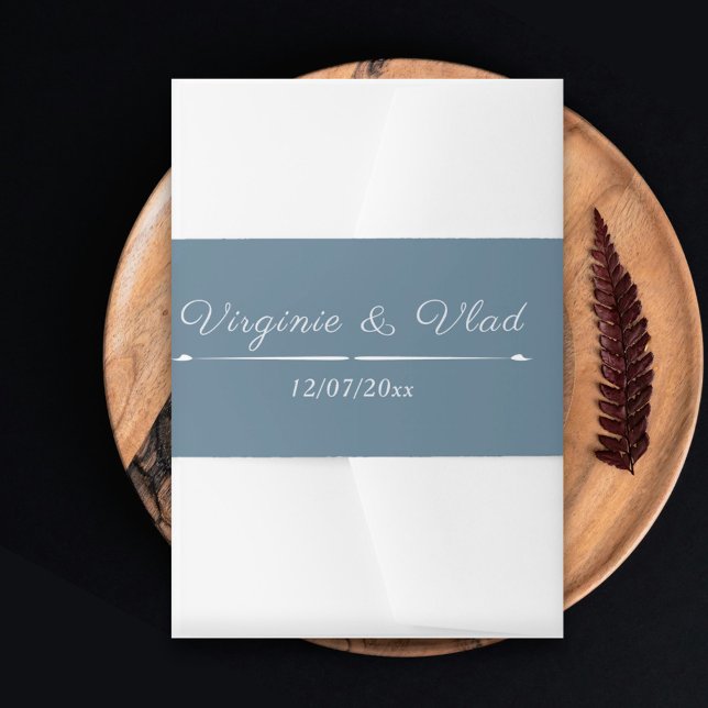 Cintas Para Invitaciones Dusty Blue Wedding Invitación Belly Banda (Dusty Blue Wedding Invitation Belly Band)