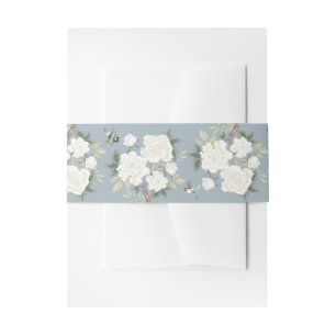 Cintas Para Invitaciones Dusty Blue White Chinoiserie Boda floral