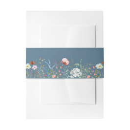 Cintas Para Invitaciones Dusty Blue Wildflower Meadow Invitación Belly Band