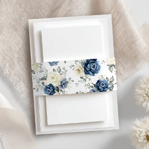 Cintas Para Invitaciones Dusty Marina Azul Champagne Boda Floral De Marfil