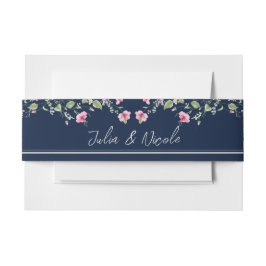 Cintas Para Invitaciones Dusty Navy Blue Pink Hibiscus Bloom Shower