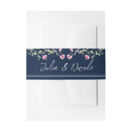 Cintas Para Invitaciones Dusty Navy Blue Pink Hibiscus Bloom Shower