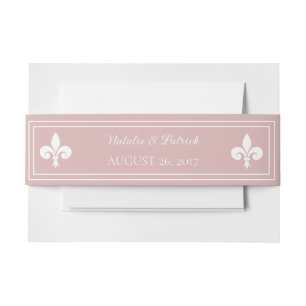 Cintas Para Invitaciones Dusty Rosa Fleur de Lis Boda