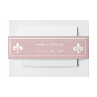 Cintas Para Invitaciones Dusty Rosa Fleur de Lis Boda