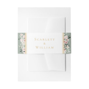 Cintas Para Invitaciones Dusty Rosa Oro Sage Vintage Boda Verde