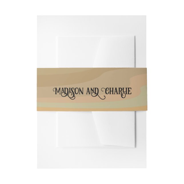Cintas Para Invitaciones Earthtone Retro Swirls Simple Boda (Anverso Ejemplo)