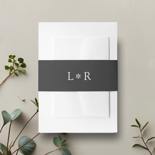 Cintas Para Invitaciones Ebony | Moda Boda mínimo de monograma (Subido por el creador)